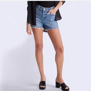 Express 4’’ inseam mid rise, rigid denim dark-wash shorts